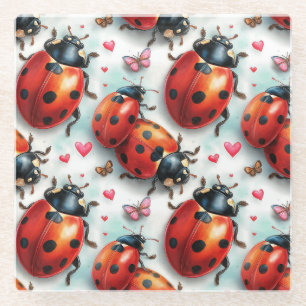 Dessous-de-verre En Verre Motif d'amour de coccinelle pour la Saint-Valentin
