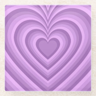 Dessous-de-verre En Verre Motif d'amour du coeur hypnotique violet