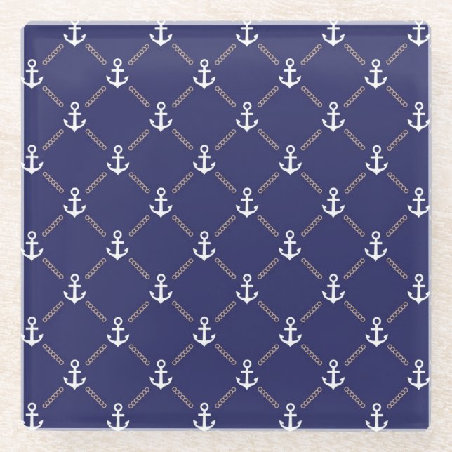 Dessous-de-verre En Verre Motif d'Ancre (Devant)