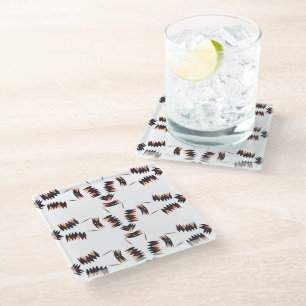 Dessous-de-verre En Verre Motif d'art autochtone du sud-ouest