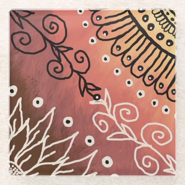 Dessous-de-verre En Verre Motif d'art drôle rouge (Devant)