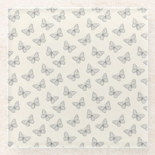 Dessous-de-verre En Verre Motif d'art en ligne de papillon