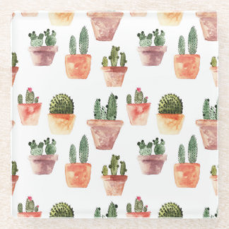 Dessous-de-verre En Verre Motif de cactus Brown vert à pointes