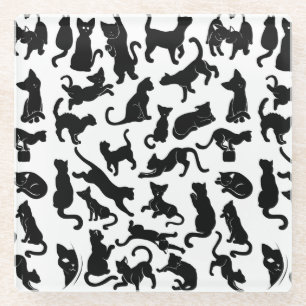 Dessous-de-verre En Verre Motif de chat noir
