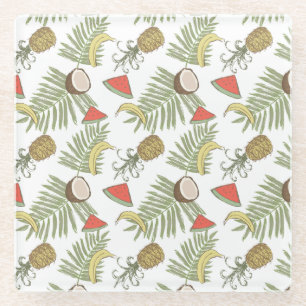 Dessous-de-verre En Verre Motif de croquis de fruits tropicaux