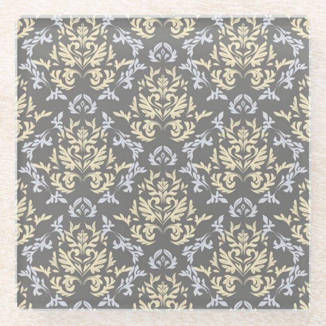 Dessous-de-verre En Verre Motif de damassé (Devant)