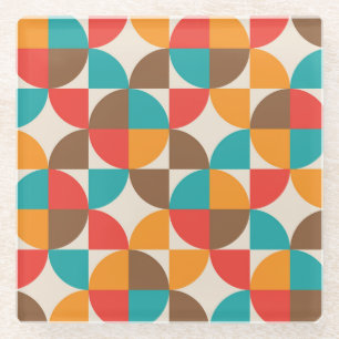 Dessous-de-verre En Verre Motif de demi-cercles colorés du milieu du siècle