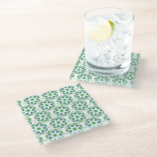 Dessous-de-verre En Verre Motif de feuille, motif de feuilles, feuilles vert