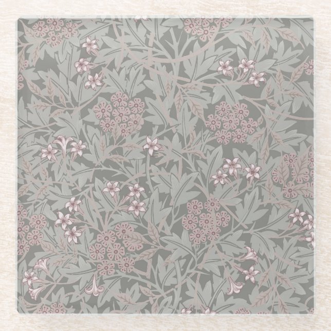 Dessous-de-verre En Verre Motif de fleur de jasmin de William Morris (Devant)