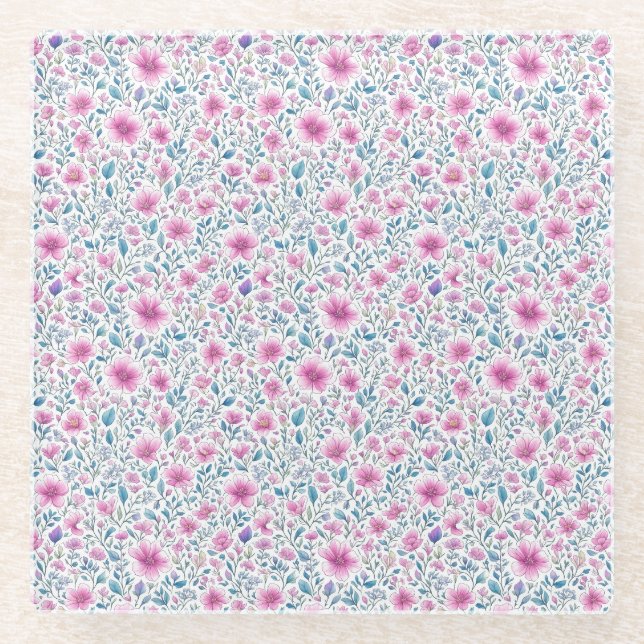 Dessous-de-verre En Verre motif de fleurs (Devant)
