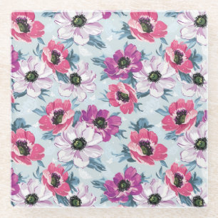 Dessous-de-verre En Verre Motif de fleurs de couleur d'élégance sur le ble