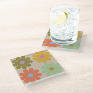 Dessous-de-verre En Verre Motif de fleurs pastel vintage simple