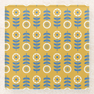 Dessous-de-verre En Verre Motif de fleurs stylisées scandinave