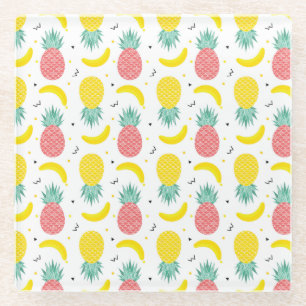 Dessous-de-verre En Verre Motif de fruits tropicaux colorés