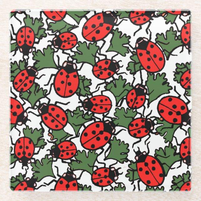 Dessous-de-verre En Verre Motif de Ladybug Art nouveau (Devant)
