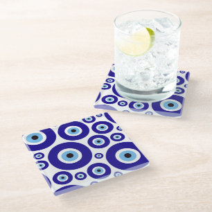 Dessous-de-verre En Verre Motif de l'œil maléfique, Œil grec, Œil turc, Naza
