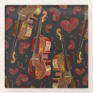 Dessous-de-verre En Verre Motif de musique violon Red Heart