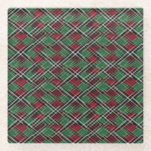 Dessous-de-verre En Verre Motif de Noël rouge et vert tendance