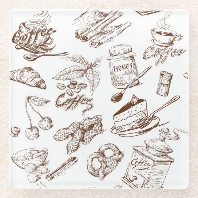 Dessous-de-verre En Verre Motif de papier (Devant)