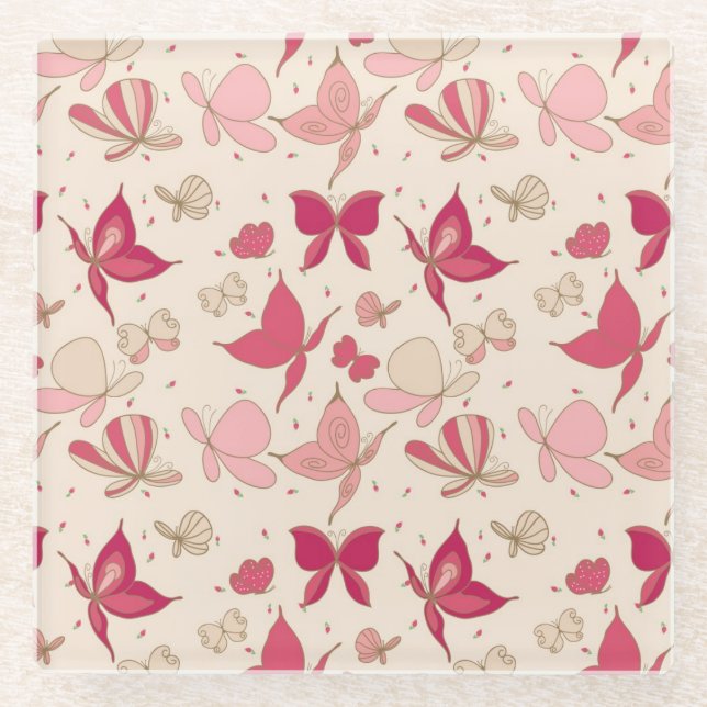 Dessous-de-verre En Verre motif de papillon 3 (Devant)