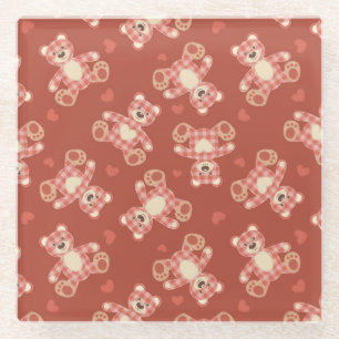 Dessous-de-verre En Verre motif de patchwork d'ours