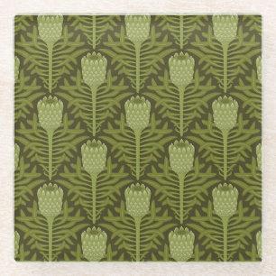 Dessous-de-verre En Verre Motif de plante verte sereine pour décoration mode