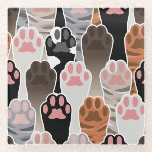 Dessous-de-verre En Verre Motif de plusieurs pattes de chat