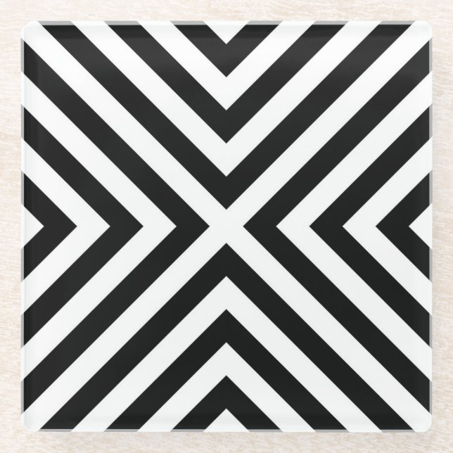 Dessous-de-verre En Verre Motif de rayures (Devant)