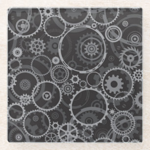 Dessous-de-verre En Verre Motif de roues dentées