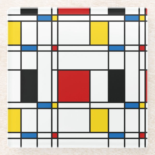 Dessous-de-verre En Verre Motif de Stijl (Devant)