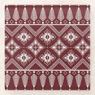 Dessous-de-verre En Verre Motif de style ethnique géométrique asiatique