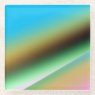 Dessous-de-verre En Verre Motif de texture abstraite arc-en-ciel vert bleu t