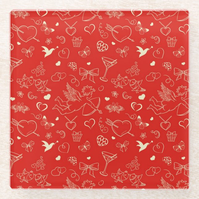 Dessous-de-verre En Verre Motif de Valentine (Devant)