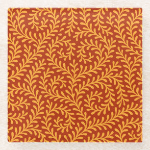 Dessous-de-verre En Verre Motif de vigne feuillue jaune doré