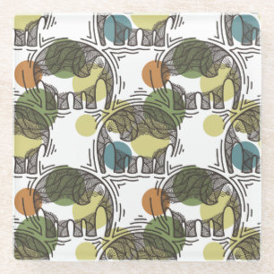 Dessous-de-verre En Verre Motif d'éléphant