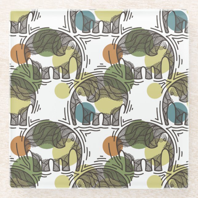 Dessous-de-verre En Verre Motif d'éléphant (Devant)