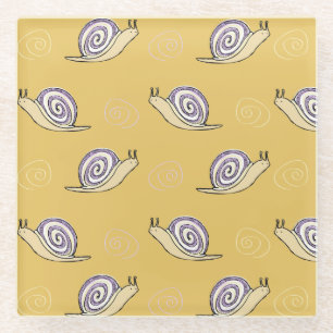 Dessous-de-verre En Verre Motif d'escargots et de torrents illustrés