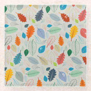 Dessous-de-verre En Verre Motif d'illustration Feuilles d'automne vintage