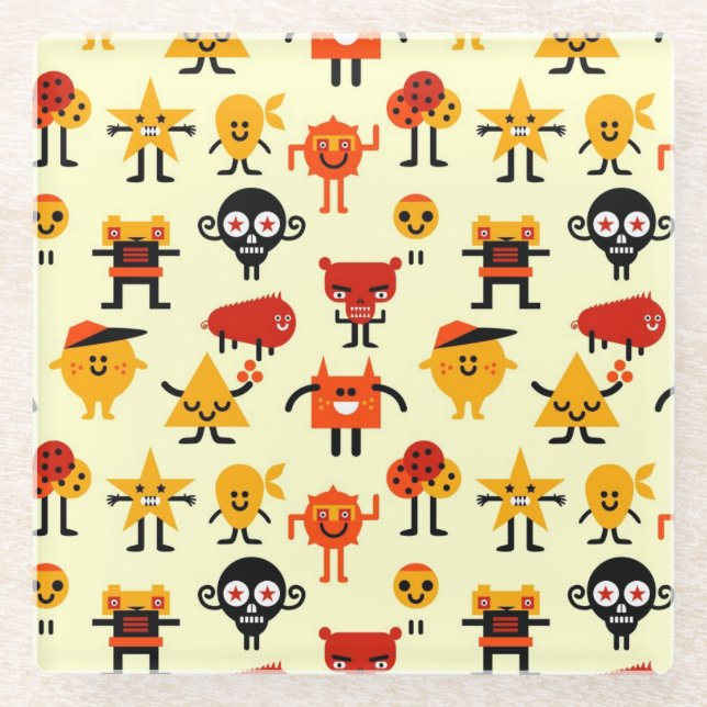 Dessous-de-verre En Verre Motif drôle de monstres (Devant)