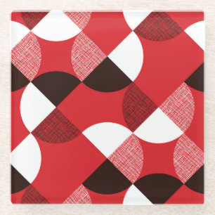 Dessous-de-verre En Verre Motif dynamique en diagonale texturée rouge