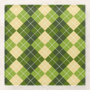 Dessous-de-verre En Verre Motif élégant Argyle en losange vert et jaune