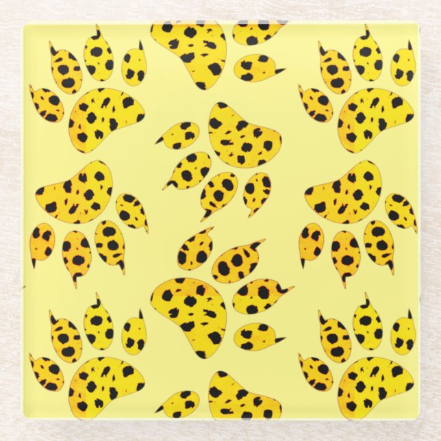 Dessous-de-verre En Verre Motif Empreinte de patte Leopard (Devant)