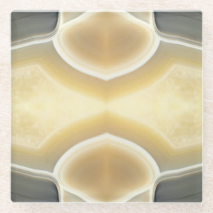 Dessous-de-verre En Verre Motif en cristal de pierre gemme beige grise