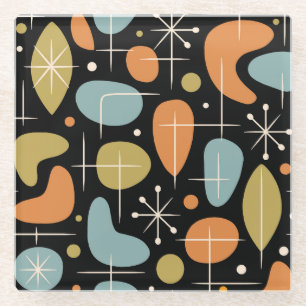 Dessous-de-verre En Verre Motif en forme d'étoile du milieu du XXe siècle