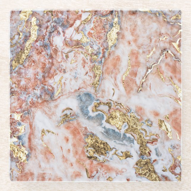 Dessous-de-verre En Verre Motif en marbre (Devant)