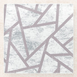 Dessous-de-verre En Verre Motif en mosaïque gris pâle