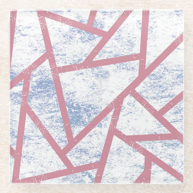 Dessous-de-verre En Verre Motif en mosaïque rose et bleu (Devant)