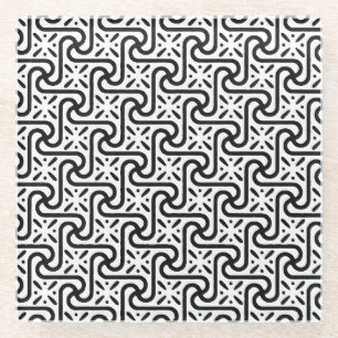 Dessous-de-verre En Verre Motif en tuiles égyptiennes, noir et blanc