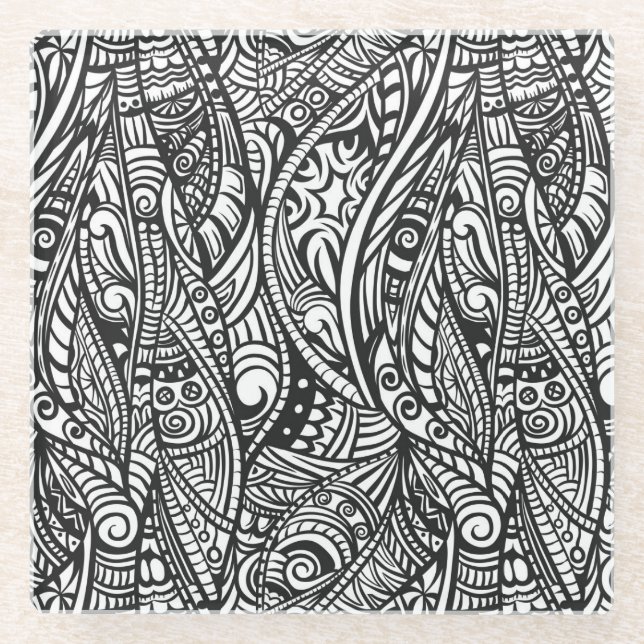 Dessous-de-verre En Verre Motif ethnique 3 (Devant)