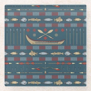 Dessous-de-verre En Verre Motif ethnique de pêche